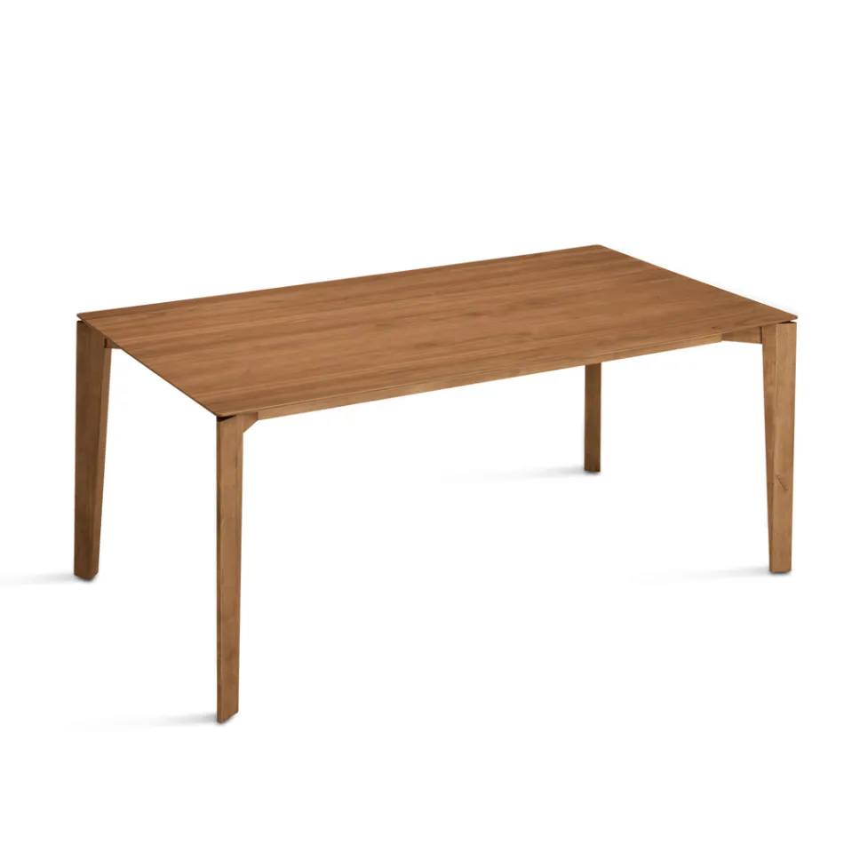 Mesa rectangular para ocho personas en MDF y madera ecológica, varios acabados - Enea Viadurini