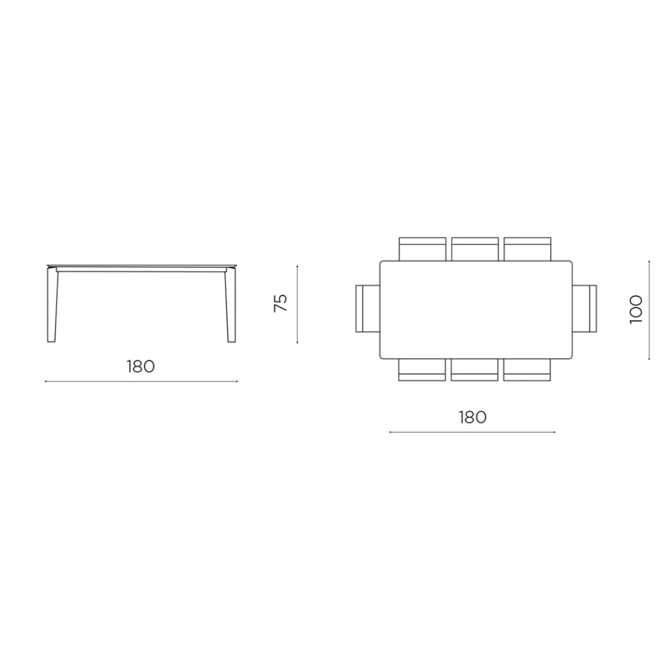 Mesa rectangular para ocho personas en MDF y madera ecológica, varios acabados - Enea Viadurini
