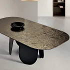 Mesa rectangular de cristal plateado con reverso martillado, fabricada en Italia - Almo Viadurini