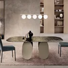 Mesa rectangular de cristal martillado con reverso plateado, fabricada en Italia - Almo Viadurini