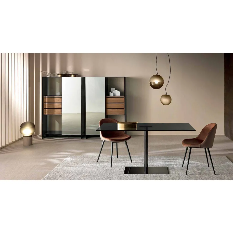 Mesa rectangular moderna en vidrio ahumado o extraligero Made in Italy - Dolce Viadurini