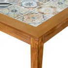 Mesa rectangular de madera de acacia y tapa de cerámica - Técnica Viadurini