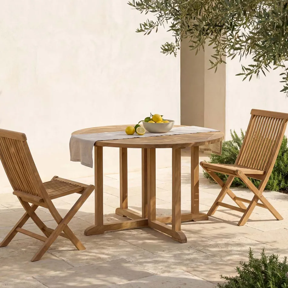 Mesa de jardín plegable en teca - Yggdrasil Viadurini