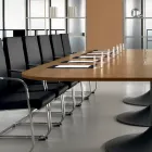 Mesa de reunión en melamina nogal natural perfilada - Gaelle Viadurini