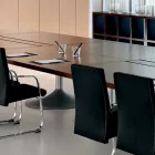 Mesa de reunión en melamina perfilada roble oscuro - Gaelle Viadurini