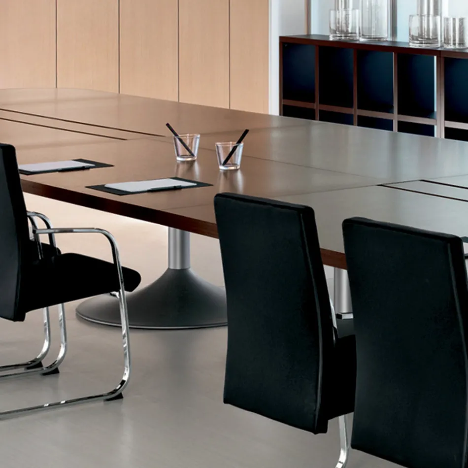 Mesa de reunión en melamina perfilada roble oscuro - Gaelle Viadurini