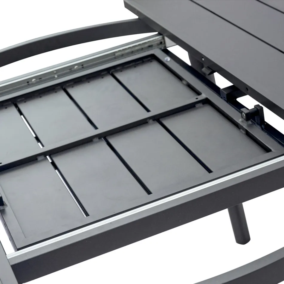 Mesa redonda extensible de aluminio antracita (170 cm) - Rivara Viadurini