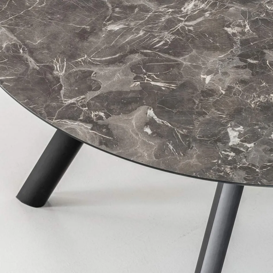 Mesa redonda extensible hasta 170 cm en HPL estratificado - Convivio Viadurini