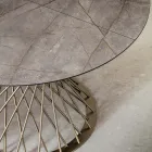 Mesa Redonda Extensible a 170 cm en Metal y HPL - Sorriso Viadurini