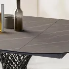 Mesa Redonda Extensible a 170 cm en Metal y HPL - Sorriso Viadurini