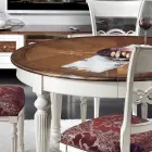 Mesa redonda extensible con incrustaciones y 4 sillas Made in Italy - Alite Viadurini