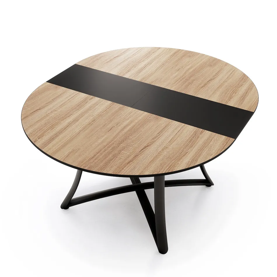 Mesa redonda extensible con tapa de MDF revestida en laminado - Puglia Viadurini
