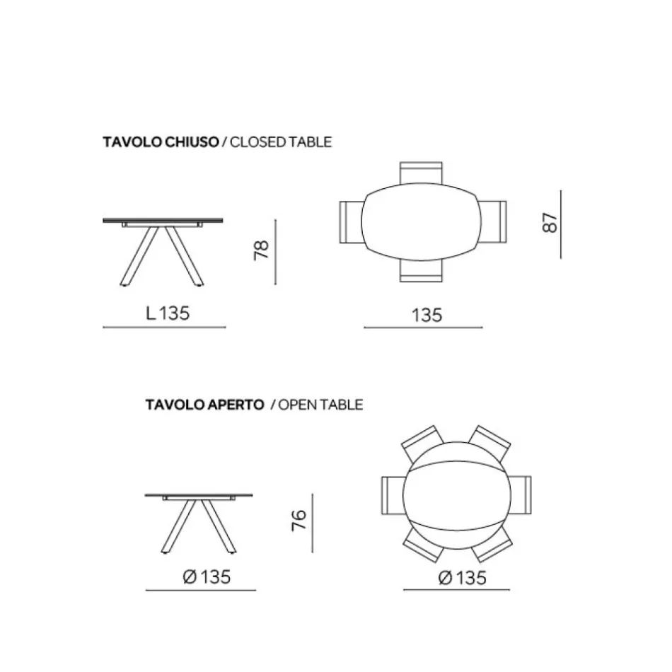 Mesa redonda extensible de piedra sinterizada con efecto mármol - Portico Viadurini