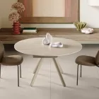 Mesa redonda extensible de piedra sinterizada con efecto mármol - Portico Viadurini
