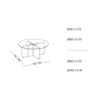Mesa Redonda con Tapa de Vidrio Extraclaro y Base Champán - Piacere Viadurini