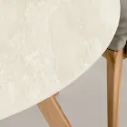 Mesa redonda de exterior de cerámica Chianca de Ostuni Made in Italy - Pegaso Viadurini