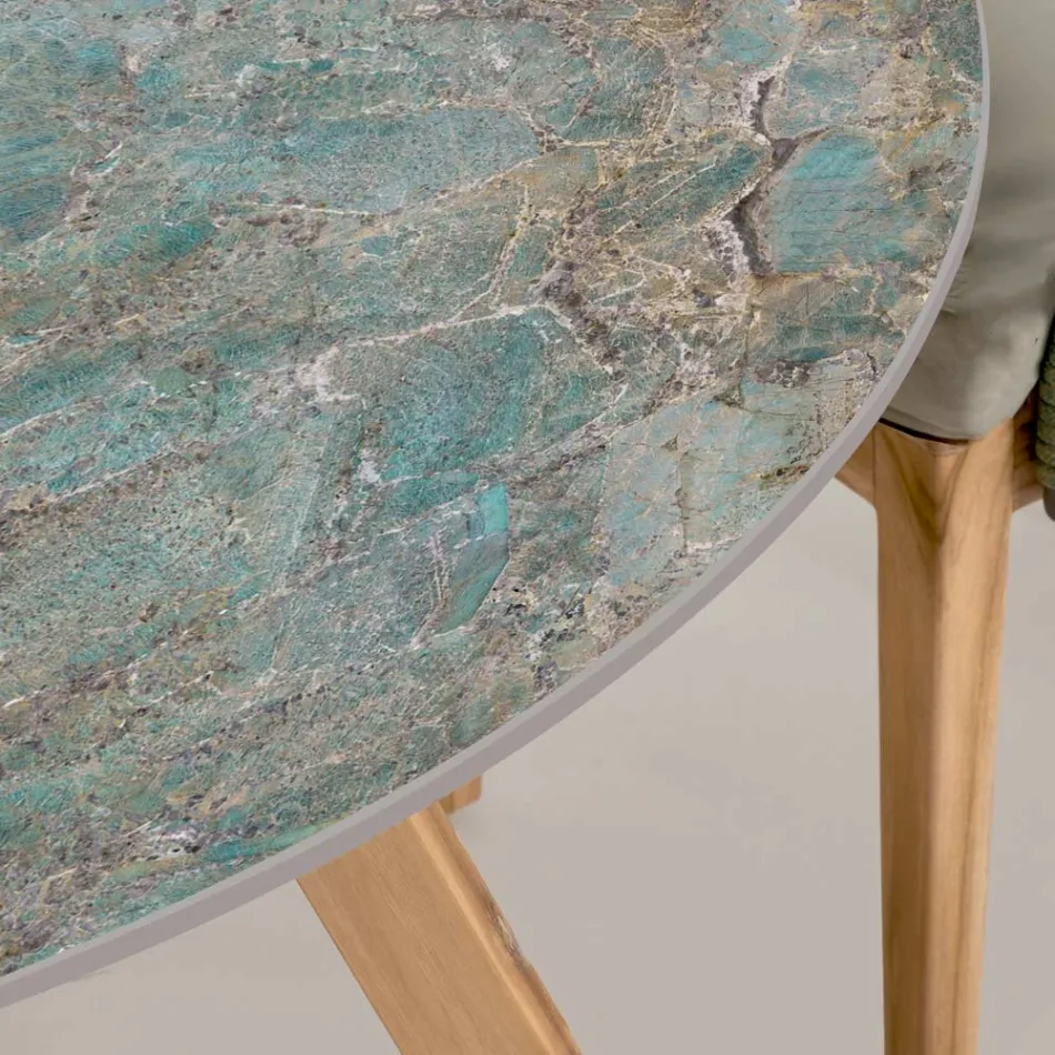 Mesa redonda de cerámica para exterior Santos Made in Italy - Pegaso Viadurini