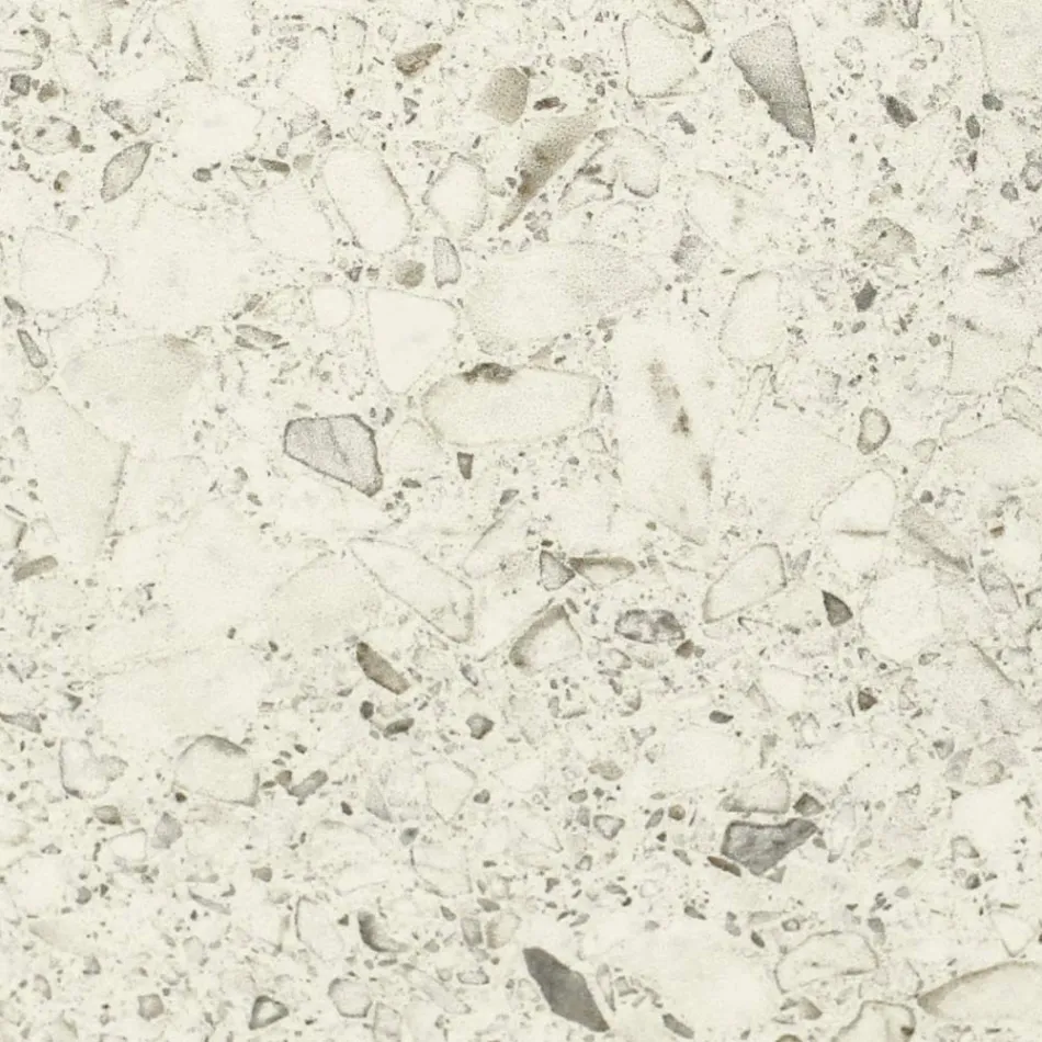 Mesa redonda de exterior en cerámica de terrazo blanco Made in Italy - Pegaso Viadurini