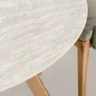 Mesa redonda de exterior en cerámica travertino claro Made in Italy - Pegaso Viadurini