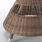 Mesa de exterior redonda de polirratán con tapa de cristal - Gigi Viadurini