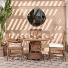 Mesa de exterior redonda de polirratán con tapa de cristal - Gigi Viadurini