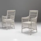 Mesa de jardín redonda con 4 sillones con reposabrazos - Gigi Viadurini