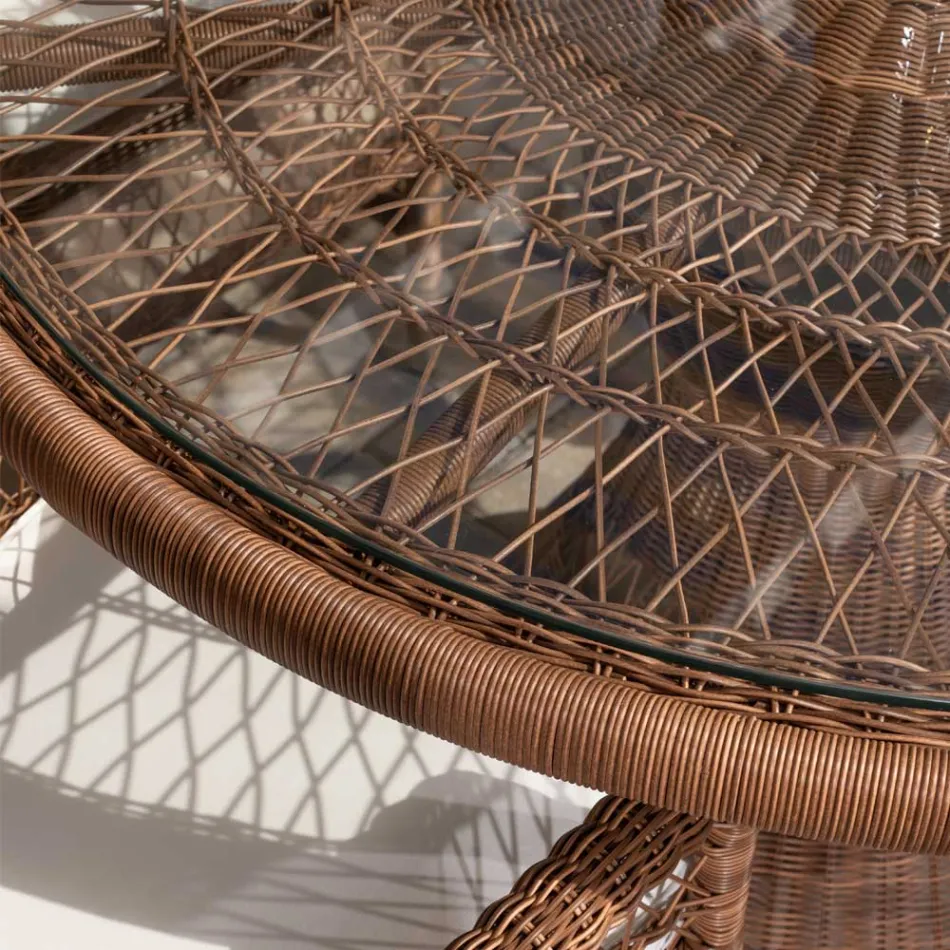 Mesa de jardín redonda con 4 sillones con reposabrazos - Gigi Viadurini