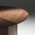 Mesa de comedor redonda de contrachapado chapado en fresno - Libra Viadurini