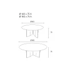 Mesa de comedor redonda de contrachapado chapado en fresno - Libra Viadurini