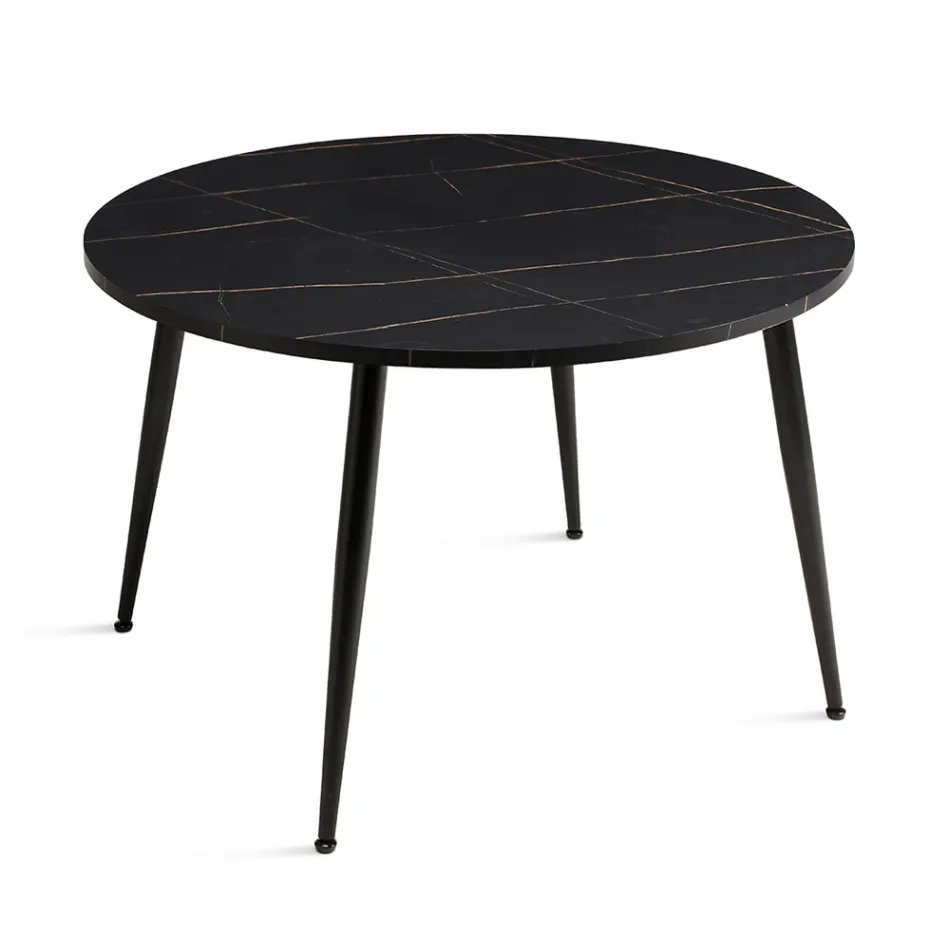 Mesa redonda para seis personas con tablero de MDF y base metálica - Croma Viadurini