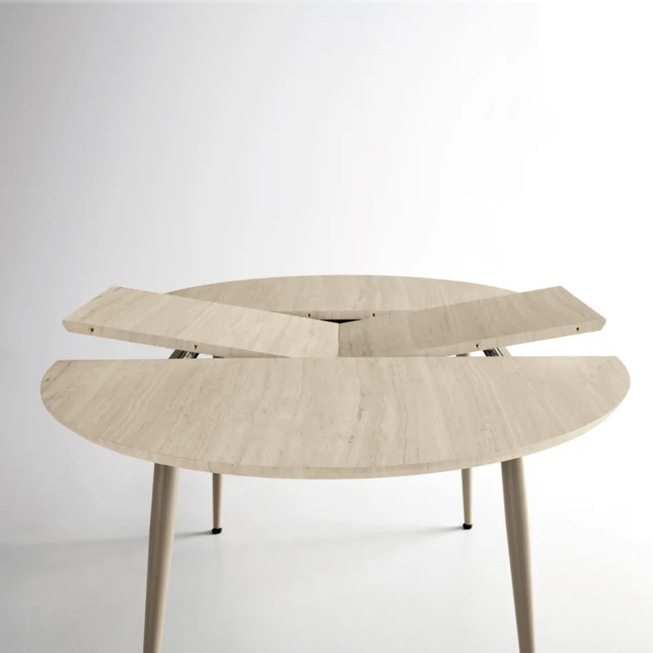 Mesa redonda para seis personas con tablero de MDF y base metálica - Croma Viadurini