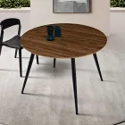Mesa redonda para seis personas con tablero de MDF y base metálica - Croma Viadurini
