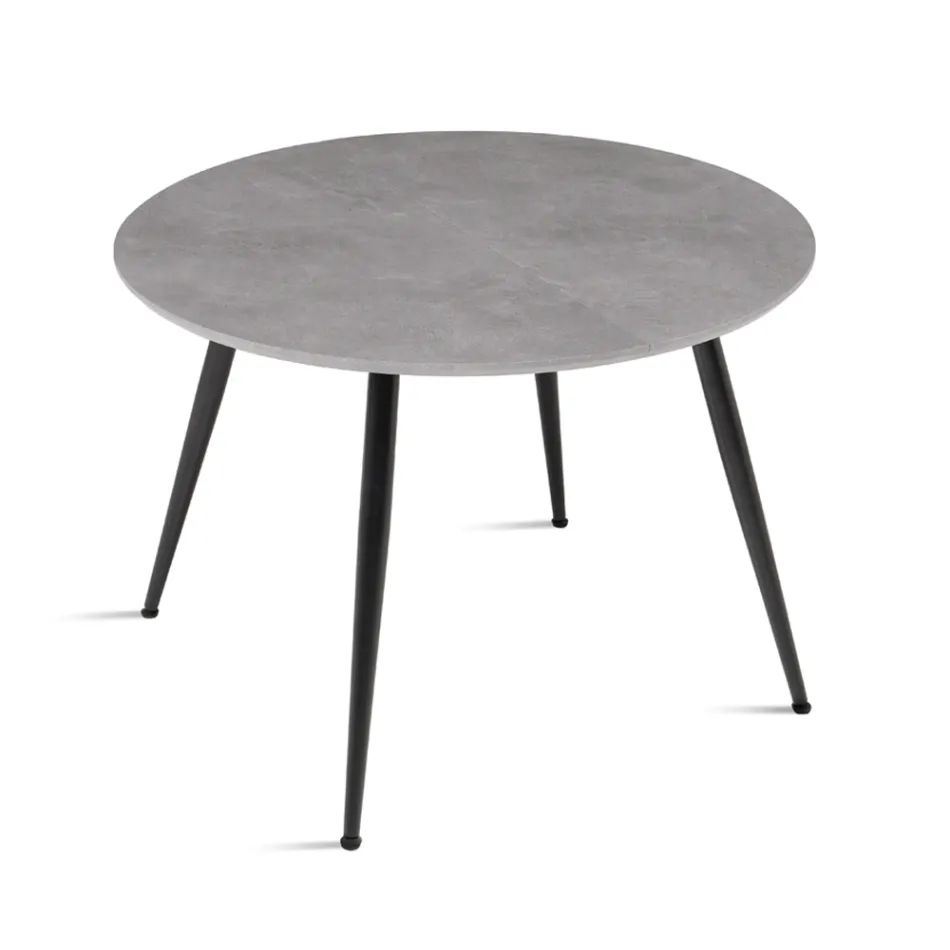 Mesa redonda para seis personas con tablero de MDF y base metálica - Croma Viadurini