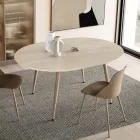 Mesa redonda para seis personas con tablero de MDF y base metálica - Croma Viadurini
