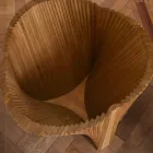 Mesa redonda de diseño en vidrio y fresno aceitado Made in Italy - Madame Viadurini