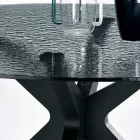 Mesa redonda de 140 cm de diámetro en cristal ahumado martillado y metal - Domus Viadurini
