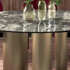 Mesa Redonda Fija con Tapa de Cerámica Made in Italy - Tijeras Viadurini