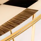 modeno Mesa redonda con tapa de cristal y incrustaciones Ozzy wood Viadurini