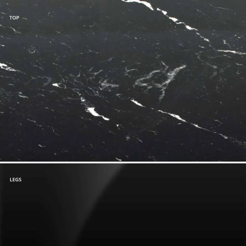 Mesa Redonda Moderna en Mármol de Carrara y Marquinia Made in Italy – Dollars Viadurini