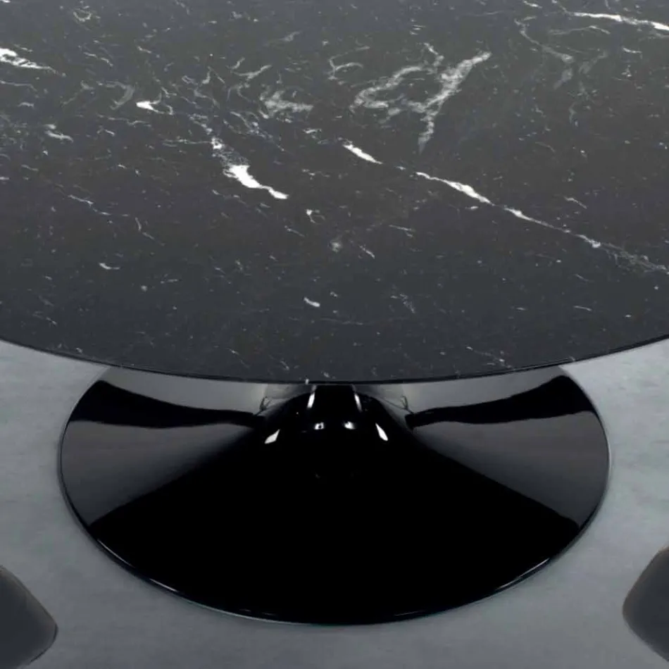 Mesa Redonda Moderna en Mármol de Carrara y Marquinia Made in Italy – Dollars Viadurini