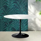 Mesa redonda Tulip de Saarinen, 74 cm de altura, en cerámica Florim blanca brillante - Scarlet Viadurini