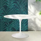 Mesa redonda Tulip de Saarinen, 74 cm de altura, en cerámica Statuario Florim brillante - Escarlata Viadurini