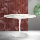 Mesa redonda Tulip de Saarinen, 74 cm de altura, en cerámica mate Florim Statuario - Escarlata Viadurini