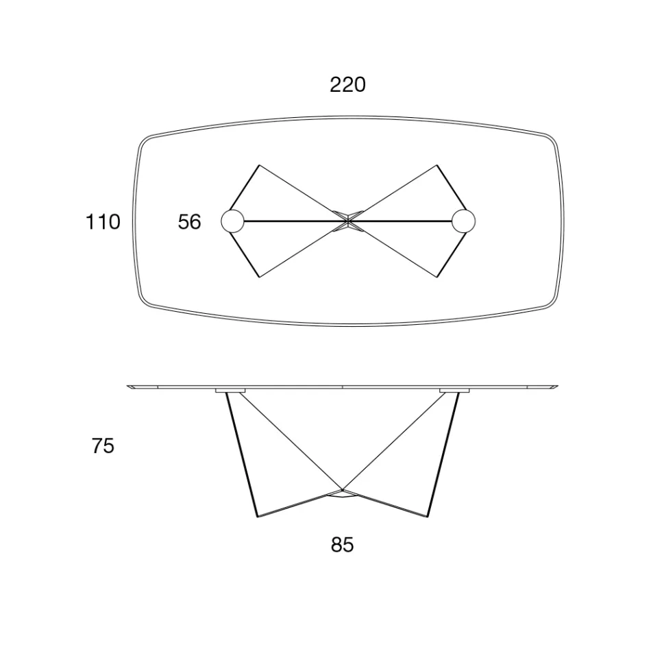 Tablero para mesa de comedor en cerámica mate y patas metálicas - Monacco Viadurini