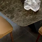 Tablero para mesa de comedor en cerámica mate y patas metálicas - Monacco Viadurini