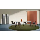 Mesa de salón moderna en acero con tablero de mármol de diseño - Aronte Viadurini