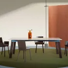 Mesa de salón moderna en acero con tablero de mármol de diseño - Aronte Viadurini