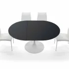 Mesa redonda extensible hasta 170 cm en laminado Made in Italy - Dollars Viadurini