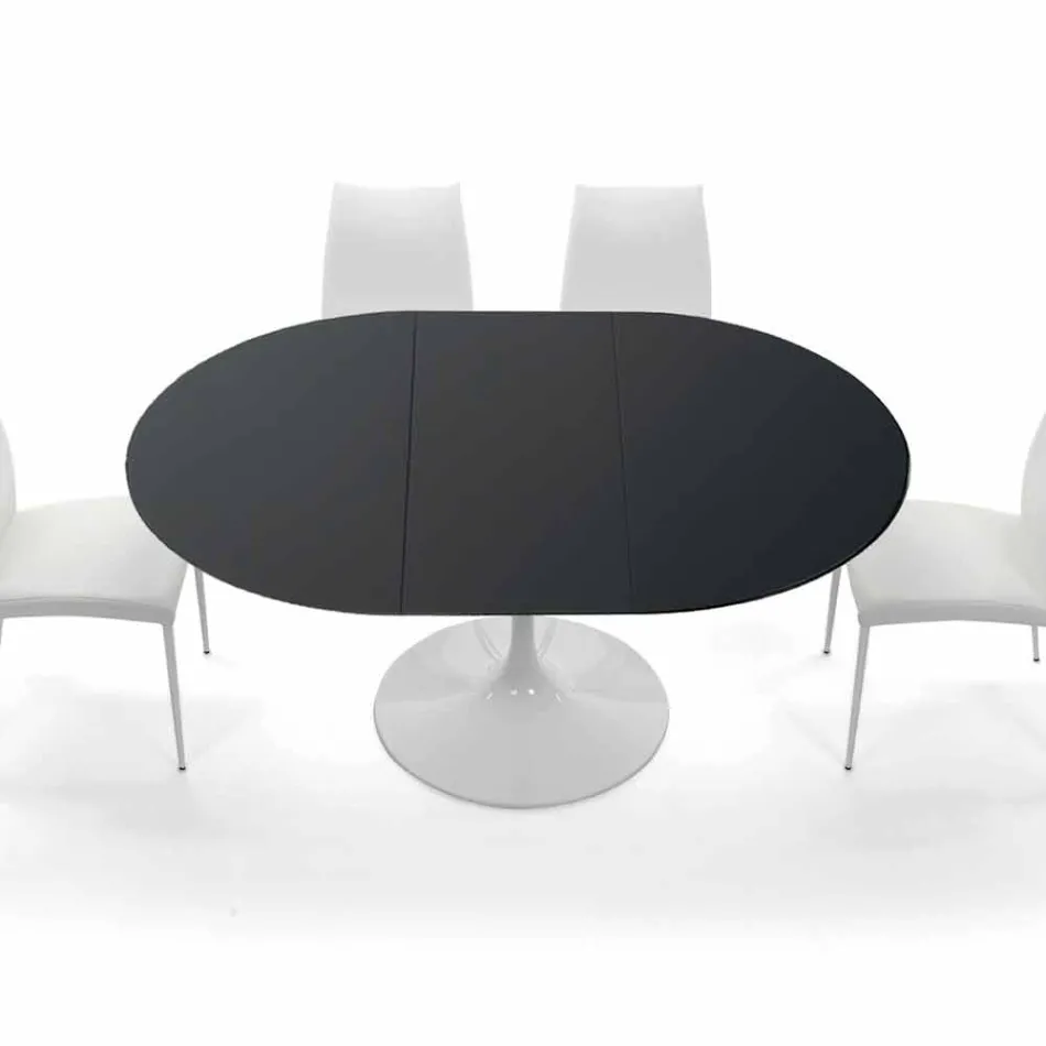 Mesa redonda extensible hasta 170 cm en laminado Made in Italy - Dollars Viadurini