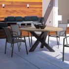 Mesa redonda moderna para exteriores con Homemotion - Sobre de madera de teca Ruben Viadurini